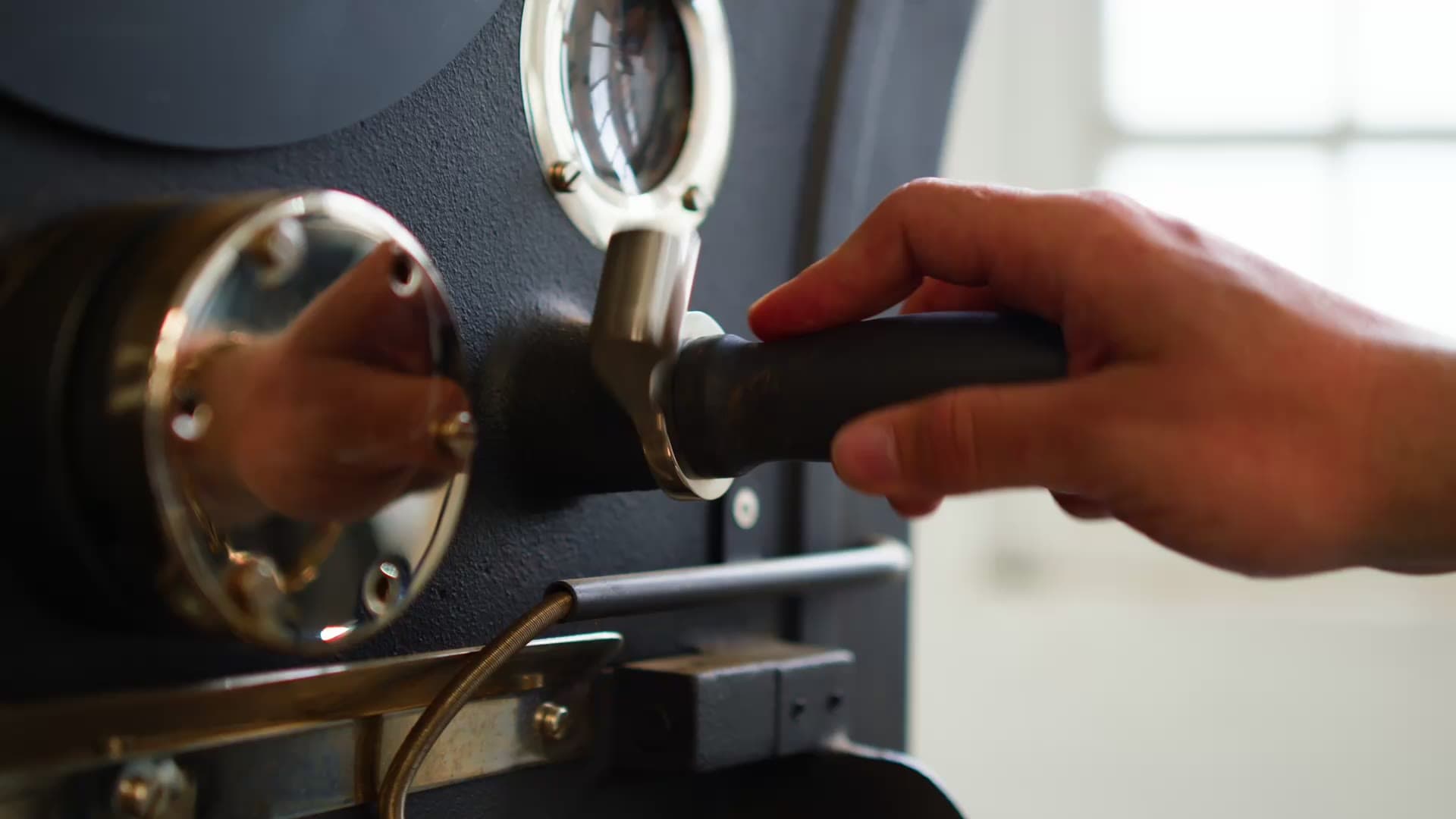 A Loring coffee roaster in a working roastery